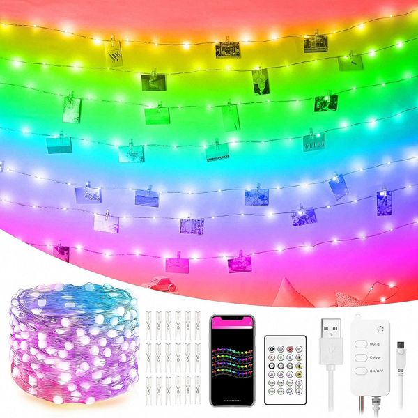 Smart LED fotoclips RGB lichterkette Innen 10 Meter WIFI SMART Alexa Google Home TUYA