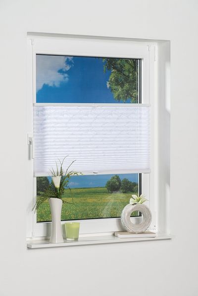 K-home Klemmfix-Plissee , Ausbrenner Stoff, weiß, 70x210 cm (B x L)