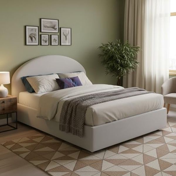 Talamo Italia - Doppelbett Corinne, Bettkasten mit Kunstlederbezug, 100 % Made in Italy, Öffnung vorne, geeignet für Matratzen 160x200 cm, Weiß