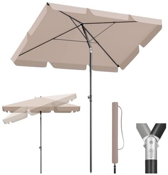 Sekey Rechteckschirm Sonnenschirm Rechteckig Balkon Balkonschirm Knickbar, LxB: 210,00x140,00 cm, UV50+ Sonnenschutz, für Terrasse