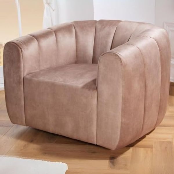 Bequemer Premium Drehsessel SALON Samt champagner Design-Sessel
