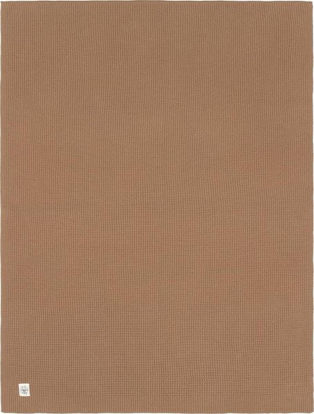 LÄSSIG Babystrickdecke Kuscheldecke Babydecke gestrickt 100% Bio Baumwolle GOTS/Knitted Blanket Nubs light brown