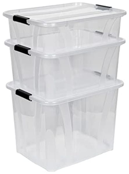 Kreher Aufbewahrungsbox 3er Set: Master Boxen mit Deckel (21, 32, 55 Liter)