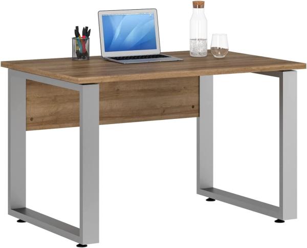 Schreibtisch >HOMEBASE< (HxT: 75x80 cm) in Riviera Eiche - Alu-Optik
