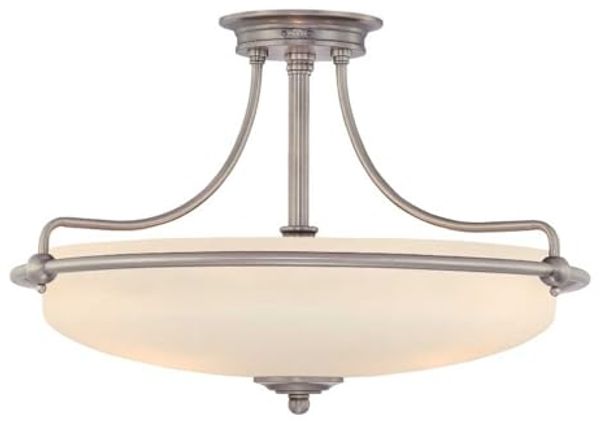 Deckenleuchte, Metall Glas, Nickel, 4 Flammig, D 53,3 cm