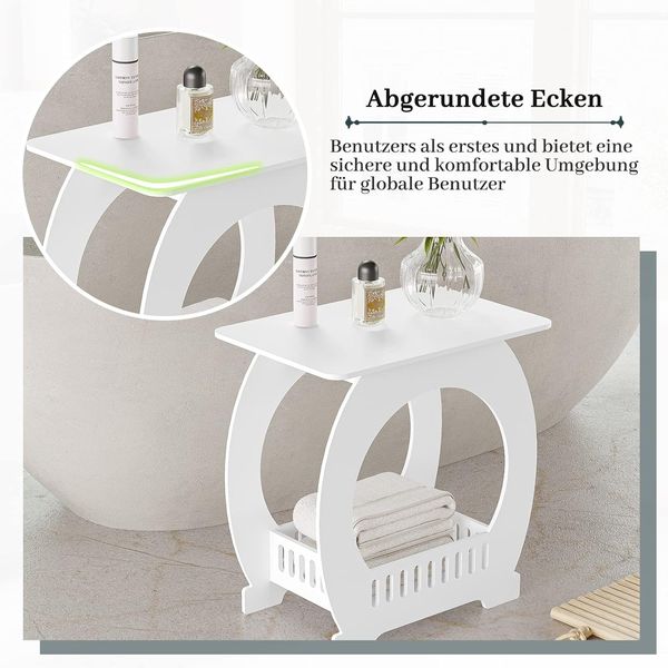 Dripex Beistelltisch, Nachttisch, 44 x 30 x 46 cm, Kaffeetisch, Couchtisch, Sofatisch, für Schlafzimmer, Wohnzimmer, Weiß Bild 4