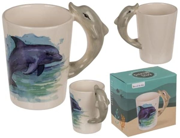 Tasse ca. 300 ml im 3D Design Meereswelt mit verschiedenen Motiven Kaffeetasse Delfin