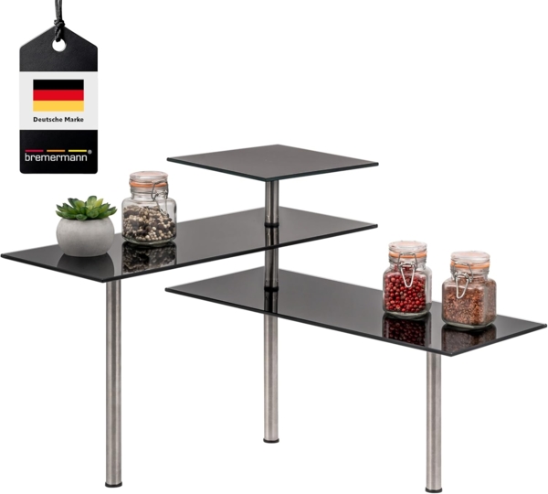 bremermann Küchenregal Eckregal, aus Glas und rostfreiem Edelstahl, schwarz