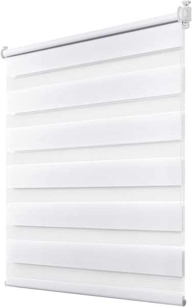 Deswell Doppelrollo Klemmfix ohne Bohren Weiß B50 x H210 cm (Stoffbreite 46cm) Rollos für Fenster ohne Bohren für Fenster mit Lichtdurchlässig & Verdunkelnd/Höhe Stufenlos Verstellbar