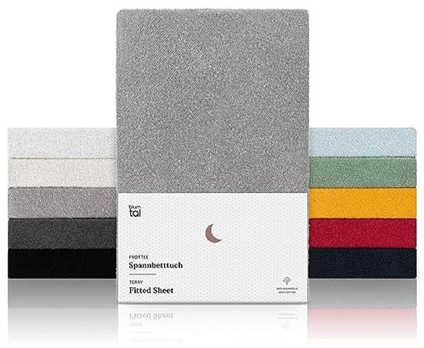 Blumtal® Frottee Spannbettlaken - Kuschelig weiches Bettlaken 160x200 cm, Oeko-Tex 100 Zertifiziert, bis 22cm Matratzenhöhe, Grau
