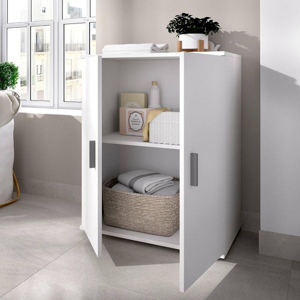 Dmora - Mehrzweckgarderobe Serles, Mehrzweck-Schuhregalschrank, Schrank mit 2 Türen, 61x35h80 cm, Weiß