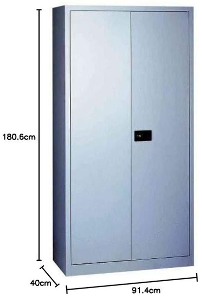 Bisley 'Universal' Flügeltürenschrank, Lichtgrau, 180,6 x 40 x 91,4 cm, 3 Fachböden Bild 3