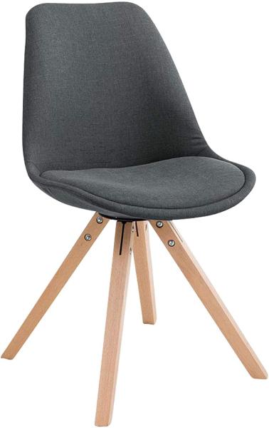 CLP Besucherstuhl Toulouse Stoff Square mit Sitzpolster und eckigen Holzbeinen,dunkelgrau natura