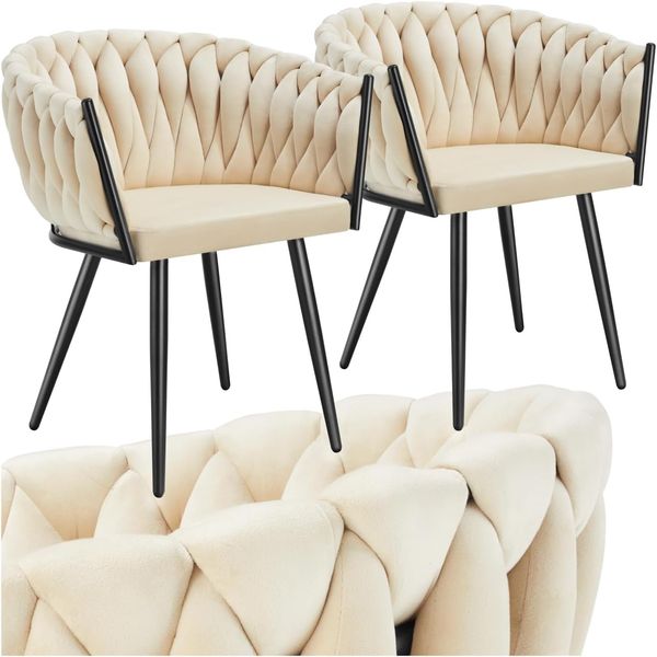 tectake Esszimmerstuhl Astano (2er Set, 2 St), gepolstert, mit Samtbezug, Knotendesign