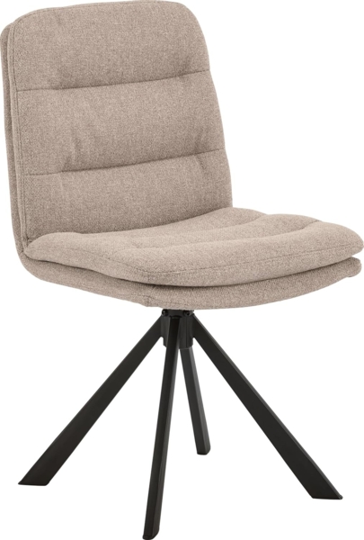 AC Design Furniture Kim Esszimmerstuhl, Alea Stoff beige, 4 Stern Gestell matt schwarz rau pulverbeschichtet Stahl mit drehfunktion, quersteppung und Reissverschluss, Colli 2 Stück