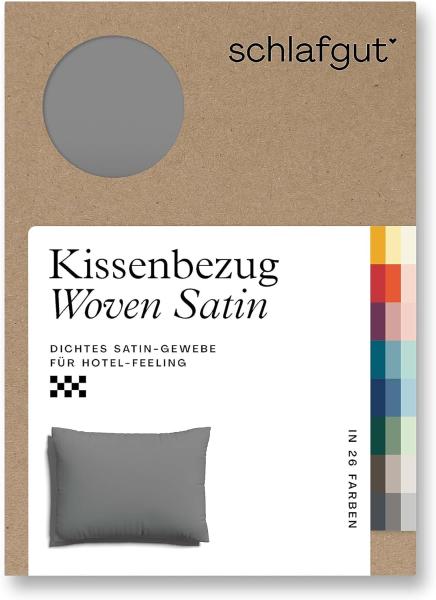 Schlafgut Woven Satin Bettwäsche|Kissenbezug einzeln 60x80 cm| grey-mid