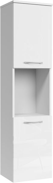 Badplaats Badezimmerschrank Montreal 30 x 30 x 131 cm Weiß Hochglanz - Hoch Badschrank Mit 2 Türen