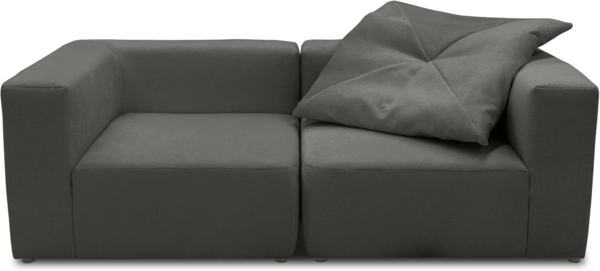 DOMO. collection Sofa 800013, 2-Sitzer Garnitur, rechteckig, gepolsterte Rückenlehne, Modul-Element, 2er Couch, Polsterganitur, 216 x 108 x 69 (BxTxH), grau