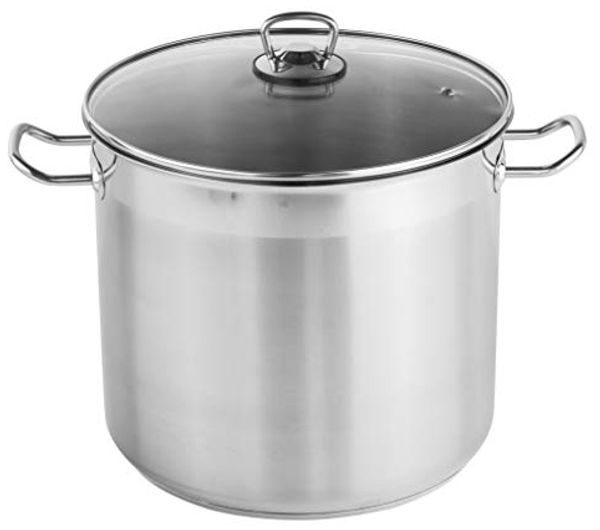 Haushalt International Kochtopf 15 Liter Universaltopf Großraumtopf, aus rostfreiem Edelstahl satiniert mit poliertem Außenrand, Backofenfest bis 160° C