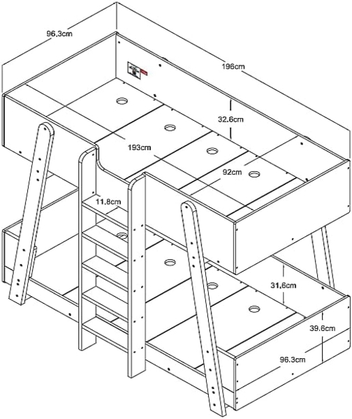 Vente-unique - Etagenbett - 90x190 cm - Weiß und Natur - CORODELA Bild 7
