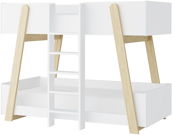 Vente-unique - Etagenbett - 90x190 cm - Weiß und Natur - CORODELA Bild 5