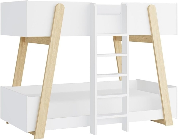 Vente-unique - Etagenbett - 90x190 cm - Weiß und Natur - CORODELA Bild 1