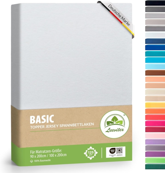leevitex® Spannbettlaken für Topper – weich, anschmiegsam, pflegeleicht & ideal zum Wohlfühlen, Gummizug: Rundum-Gummizug, 100 % Baumwolle, Oeko-Tex, 18 cm Steghöhe