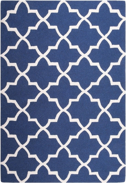 Teppich blau 140x200 cm marokkanisches Muster Kurzflor SILVAN