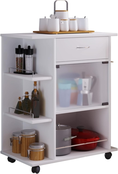 VCM Küchenmöbel Servierwagen Pocis 916892 Weiß H. 80 x B. 65 x T. 39 cm