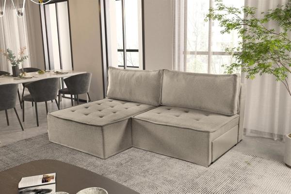 Ecksofa Schlafsofa AMALIA Stoff Raven Taupe Ottomane Links