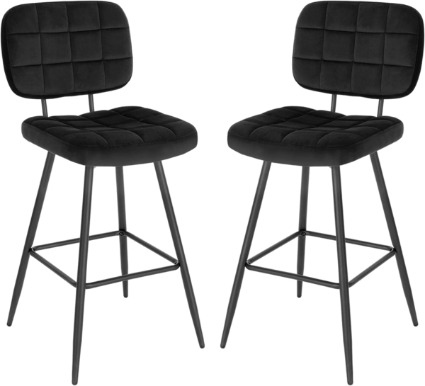 EUGAD Barhocker (2 St, 2er Set), Tresenhocker, Design Hocker, Fußstütze, aus Samt Metall