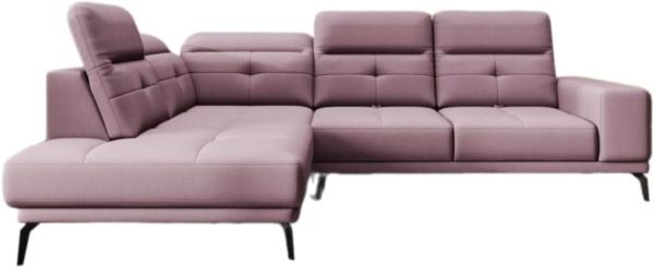 Designer Sofa Isabella mit verstellbarer Kopf- und Rückenlehne Stoff Rosé Links