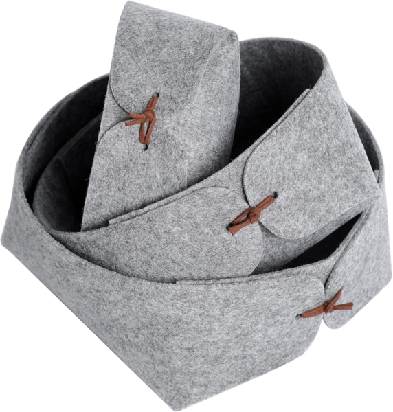 Libaro Badorganizer Aufbewahrungsbox stapelbar Ordnungsboxen Aufbewahrungskorb Stoff grau (3er-Set), Aufbewahrung Deko Ordnungsboxen Aufbewahrungskorb Filz