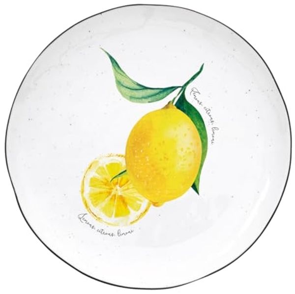 EasyLife Frühstücksteller Amalfi, Spülmaschinengeeignet, Weiß, Zitronen, H: 1cm