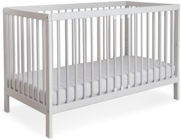 Ehrenkind® Babybett PUR 140x70 aus Buchenholz | Hellgrau | Kinderbett 9-Fach höhenverstellbar mit entnehmbaren Stangen | Baby Bett
