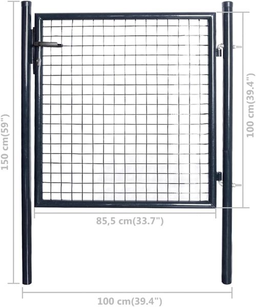 vidaXL Maschen-Gartentor verzinkter Stahl 100 x 100 cm Grau 143369 Bild 6
