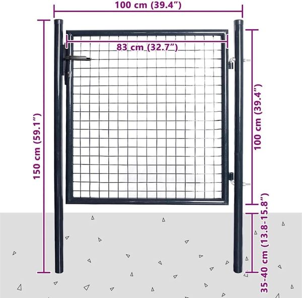 vidaXL Maschen-Gartentor verzinkter Stahl 100 x 100 cm Grau 143369 Bild 2