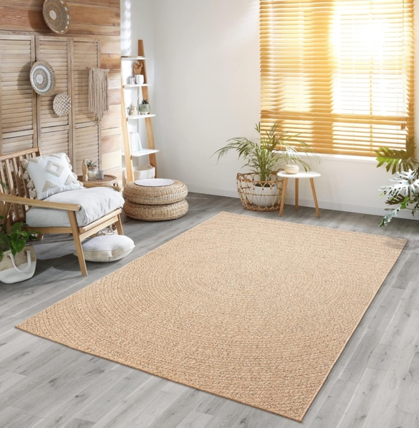 the carpet Teppich Kansas, rechteckig, Höhe: 1 mm, moderner robuster In und Outdoor Teppich Jute Look