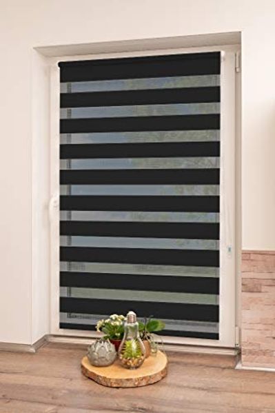 K-Home Klemmfix Doppelrollo Madrid ohne Bohren Schwarz 55x200 cm (B x L)