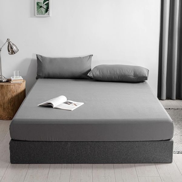 Good Nite Spannbetttuch Spannbettlaken 140x200 cm Grau Matrazenschoner Bettlaken 30cm Extra Polyester Tiefe Taschenlaken Spannbetttuch Weich und atmungsaktiv Maschinenwaschbar 140x200 cm