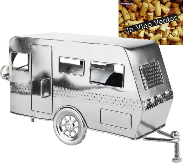 BRUBAKER Weinflaschenhalter Wohnwagen - Metall Flaschenhalter Camping - Wein Geschenk für Camper, (1-St, inklusive Grußkarte), Flaschenständer Dekoration