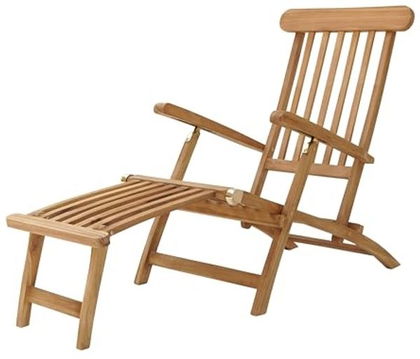 AXI Costa Liegestuhl aus Teak Holz Deckchair Gartenliege aus Teakholz mit verstellbarer Rückenlehne - 4 Positionen | beige | Holz | 150 cm
