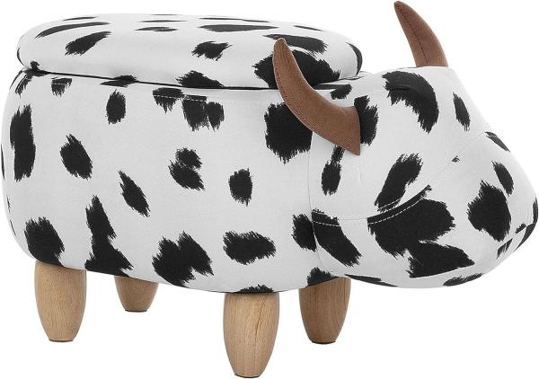 Beliani Pouf pet with storage black and white COW