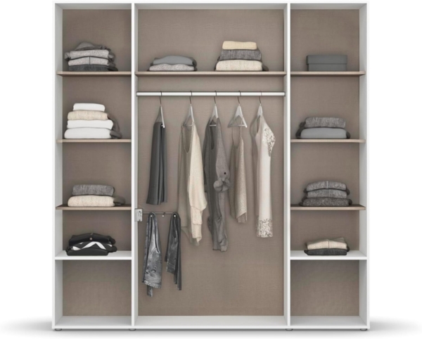 Rauch Möbel Nabila Kleiderschrank für Schlafzimmer, Kinderzimmer, Jugendzimmer, 4-türig, 4 Schubladen, Push-to-Open, Zubehör Premium, Farbe Grau metallic, Schwarz/Eiche Artisan, Holz, Breite 187cm Bild 7