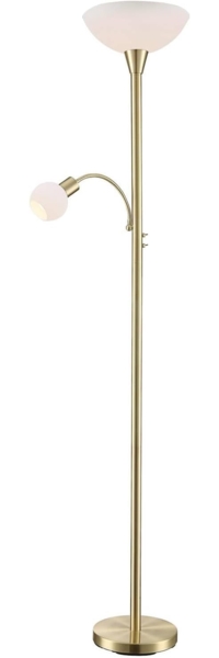 Lindby Stehlampe Elaina, Metall, Gold / Messing IP20, 1 x 15 W LED E27 + 1 x 8 W LED E14