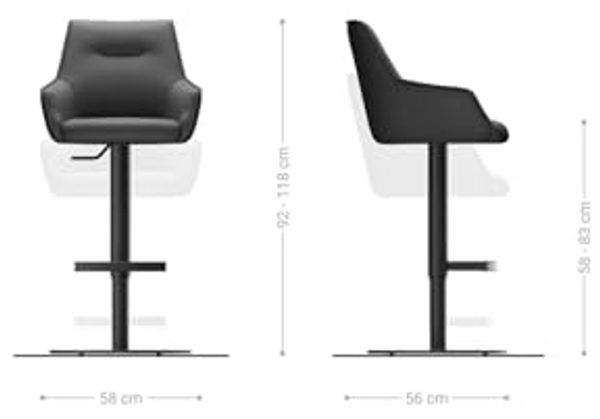 Barstuhl Alja-Flex Strukturstoff Soft Grau Drehfuß höhenverstellbar Metall Schwarz Taschenfederkern Bild 7