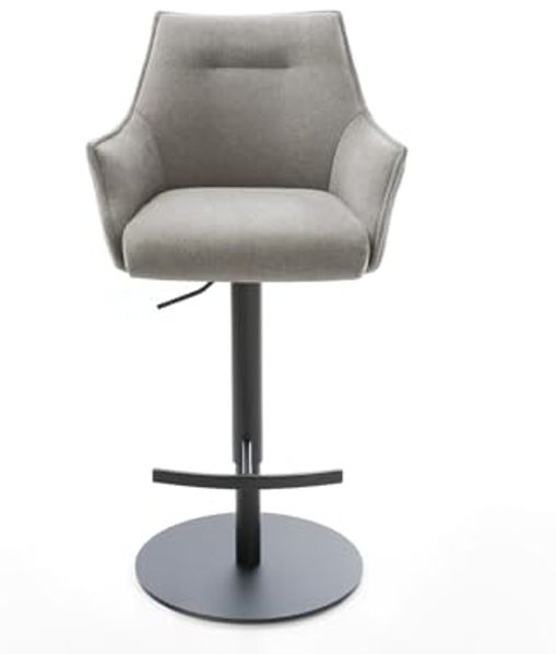 Barstuhl Alja-Flex Strukturstoff Soft Grau Drehfuß höhenverstellbar Metall Schwarz Taschenfederkern Bild 3