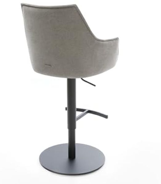 Barstuhl Alja-Flex Strukturstoff Soft Grau Drehfuß höhenverstellbar Metall Schwarz Taschenfederkern Bild 6