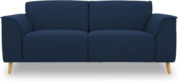 DOMO. collection Sofa Jules FK 2, 5 Sitzer, 2, 5er Couch in skandinavischer Optik, mit Federkernpolsterung, Garniur mit Holzfüßen, 193 x 90 x 81 cm (BxTxH), in dunkelblau