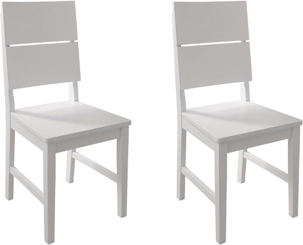Woodroom Stuhl Kota 2er-Set Hevea massiv lackiert (weiß)